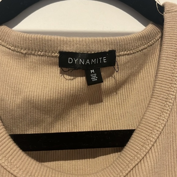 Dynamite BEIGE Cropped Drawstring Rib Tank Top Size Medium - Picture 4 of 8